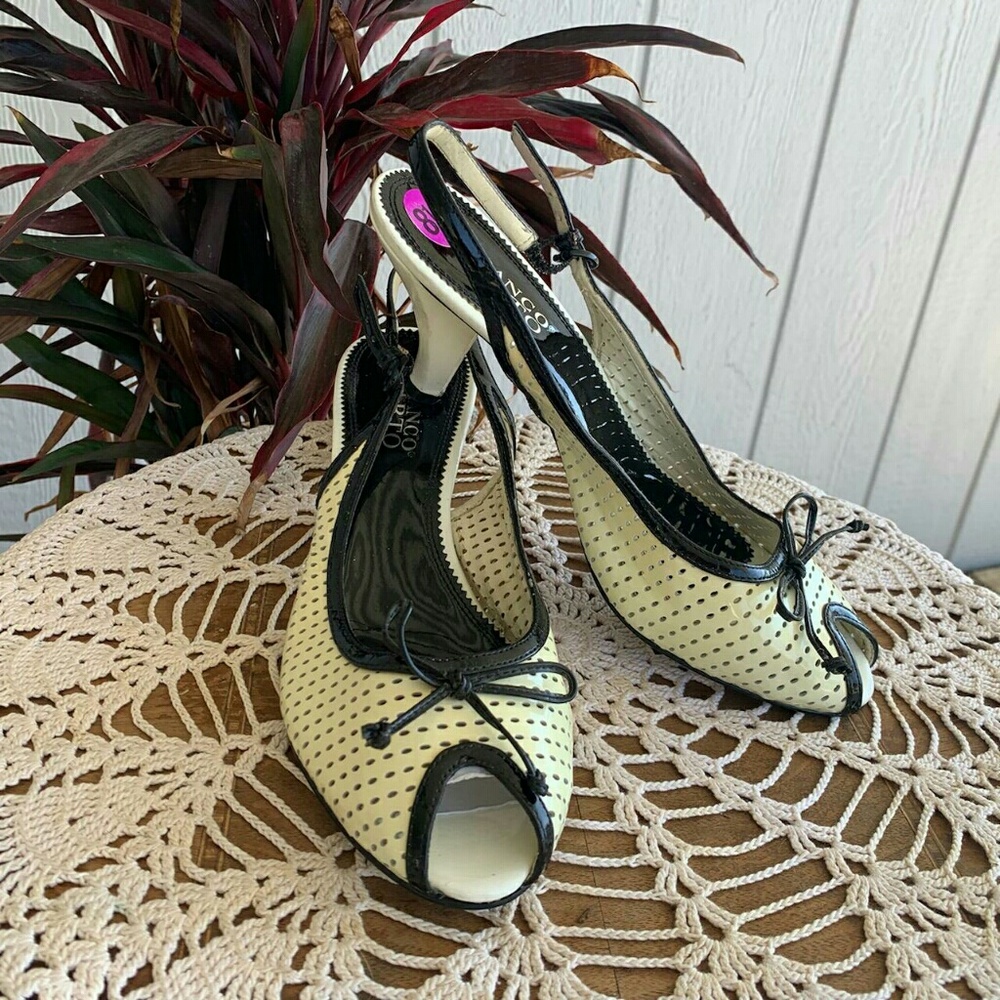 Franco Sarto Cream Colored Mesh Heels